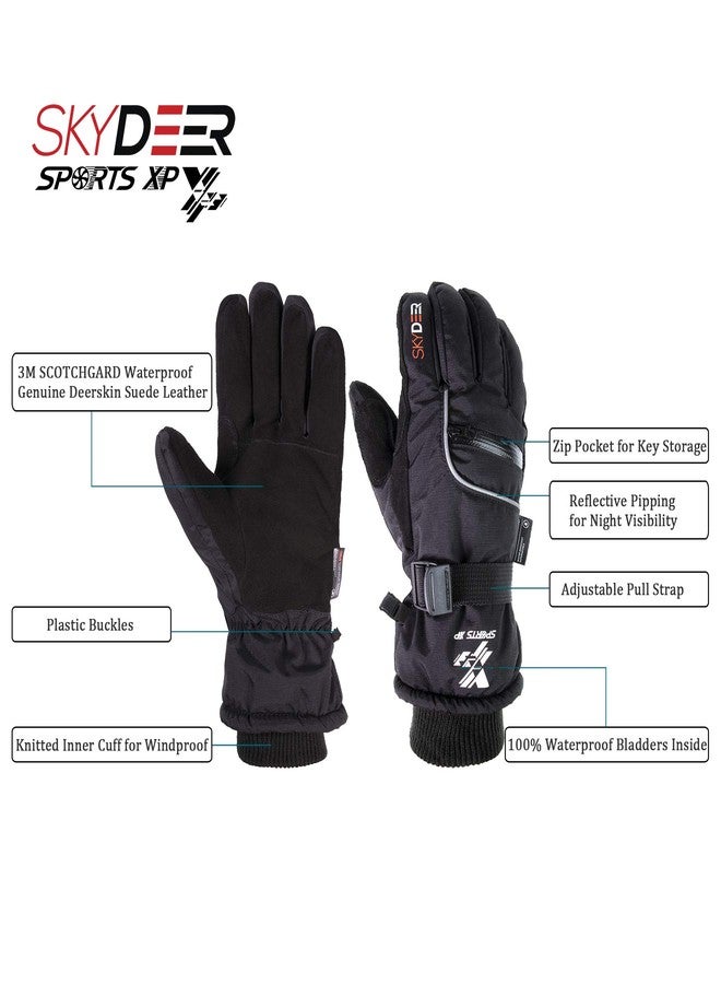 SKYDEER Waterproof Deerskin Suede Leather Ski Gloves for Snowboarding, Skiing, Ice Fishing, Snowmobile, Ice Skating, Hiking, Kayaking (SD8650T/L) - Image 3